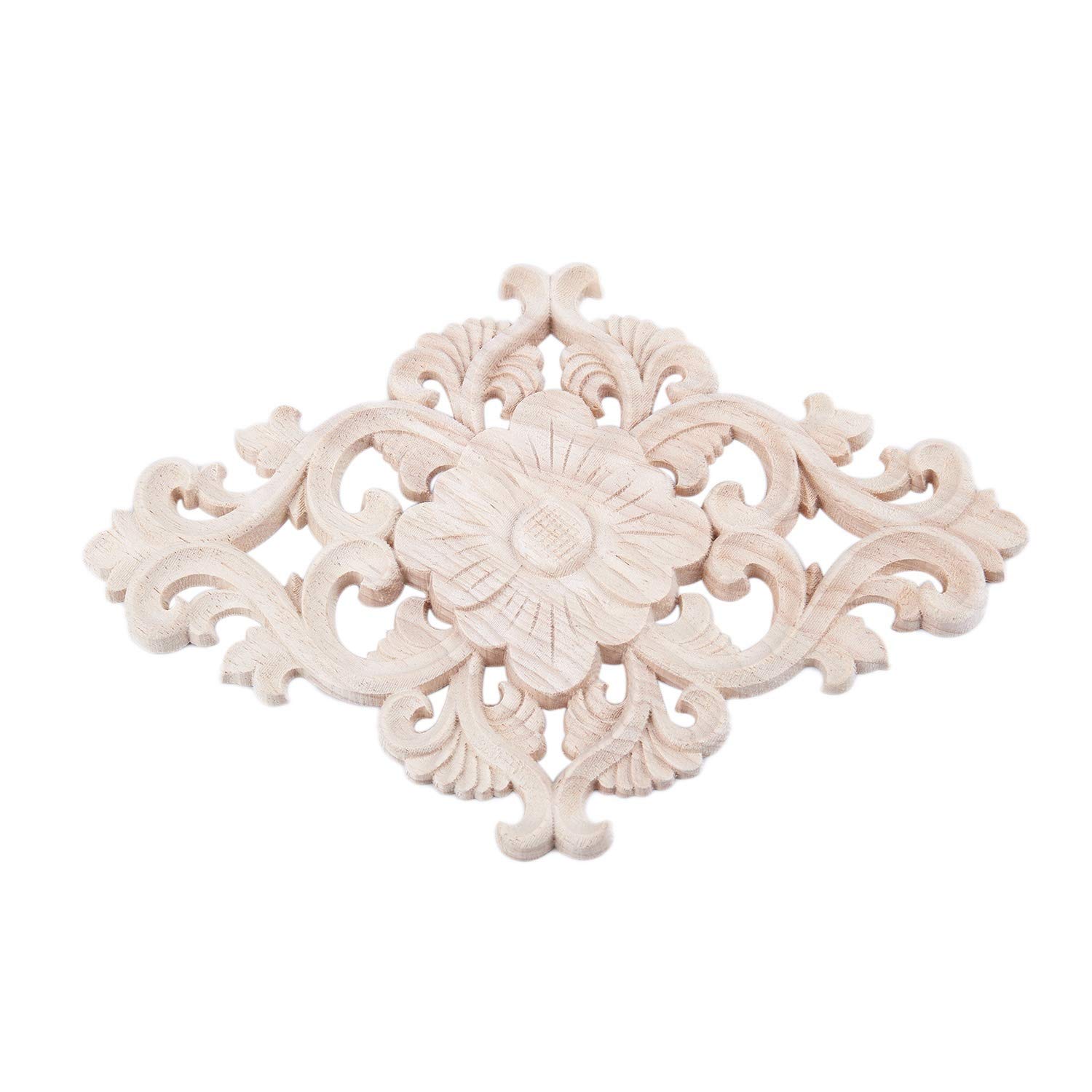 KIMISS Modanature Decorative per Mobili Decalcomanie in Legno per Mobili in Legno 2 Pezzi Fiore Intagliato Lungo Onlay Applique Intaglio Decal Decorazione Mobili (#1: 16 * 7.5Cm) (16 x 7,5 cm