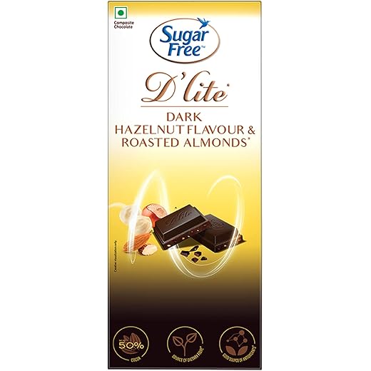 Dlite Dark Chocolate Bar - Hazelnut & Almonds 80g