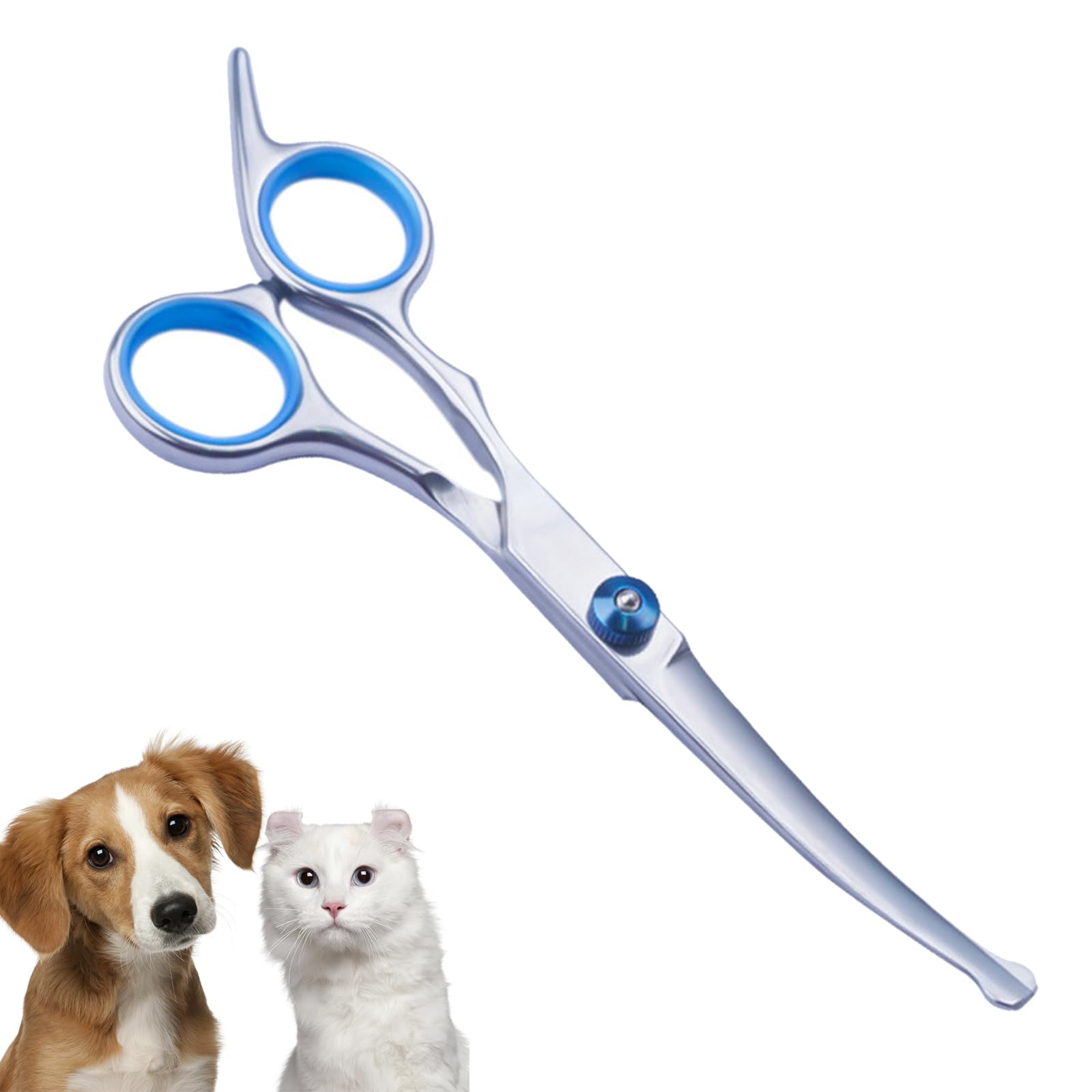 Tijeras para Gato Perros Profesional,Tijeras Curvas para Mascotas,6" Tijeras de Aseo para Mascotas,Tijeras de Acero Inoxidable con Puntas Redondas de Seguridad,Tijeras para Mascotas