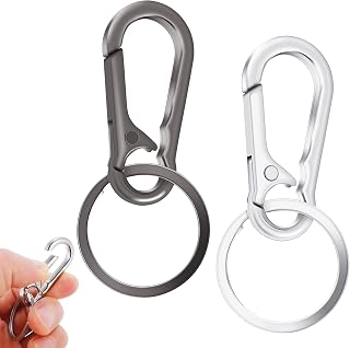 2PCS Key Ring Keychain Keyrings Metal Keychain Clip Key Chain Holder Stainless Key Chain Rings Carabiner For Men Women