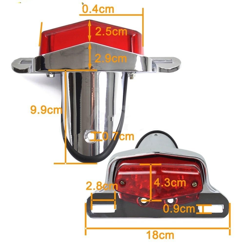 Fanale Posteriore A LED In Ottone Per Moto, Con Luce Targa E Stop, Adatto Per Harley Cafe Racer Chopper Bobber