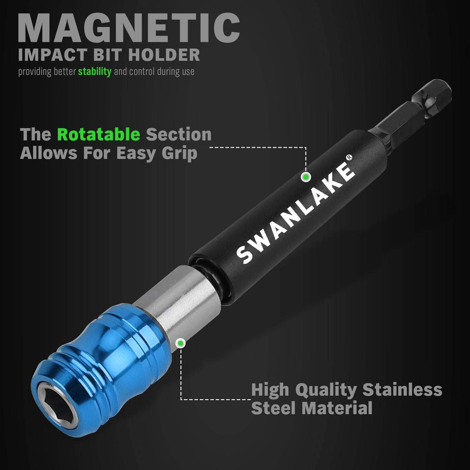 SWANLAKE - Juego de puntas Torx de impacto, 27 piezas de 1 pulgada y 2 pulgadas, puntas de destornillador magnéticas a prueba de manipulaciones, puntas mecanizadas CNC T7-T40, puntas de estrella de