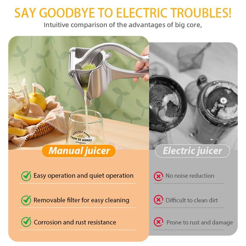 Image of Fresh Fruit Juice Extractor, 2026 Upgrade Aluminum Hand Juicer Squeezer Lemon Juicer Manual Hand Press with Ergonomic Grip, Easy to Clean for Orange Citrus Pomegranate Lime Grape fruit Kitchen Tools.