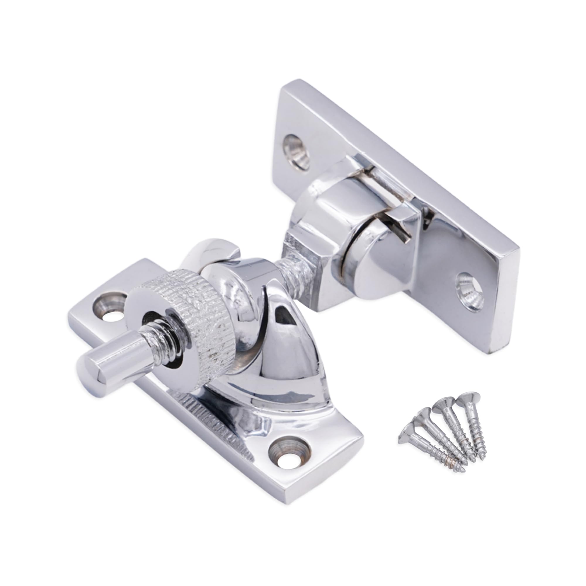 Infinity Decor Polished Chrome Brighton Screw Down Sash Window Fastener Lock - Twist Catch Latch for Wood UPVC Aluminum Window Frames