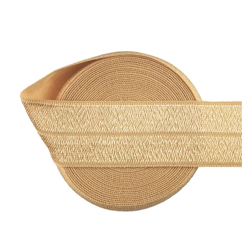 Nine Looms - Rotolo di nastro elastico per cucito, 91,4 m, 25 mm, in pizzo con volant, decorativo, per biancheria intima, biancheria intima, finiture da cucito (oro vecchio 91 anni)