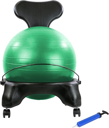 Cando Silla de bola inflable ergonómica con asiento activo con bomba de aire para el hogar, la oficina y el aula