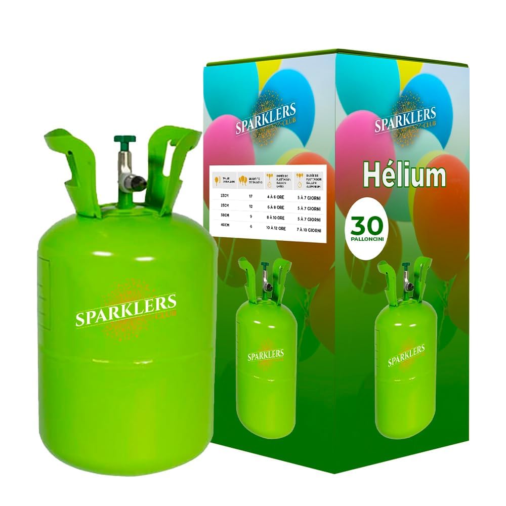 BALLOONIFY Helium gasfles 0,20 m³ helium voor 30 ballonnen, wegwerpfles met heliumgas, ideaal voor verjaardag, feest, bruiloft, folieballonnen, wegwerp gasfles, recyclebaar