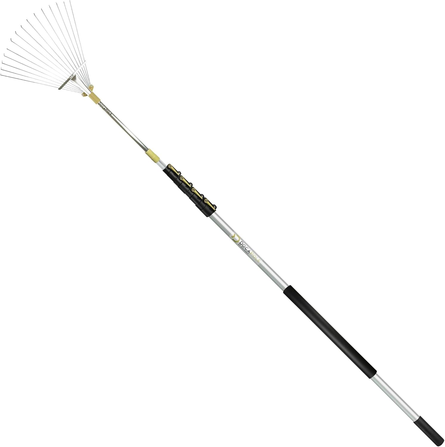DOCAZOO - DocaPole Roof and Yard Rake Extension Pole - Adjustable, Telescopic, Clean Leaves, Sticks and Debris - 6 to 24 Foot