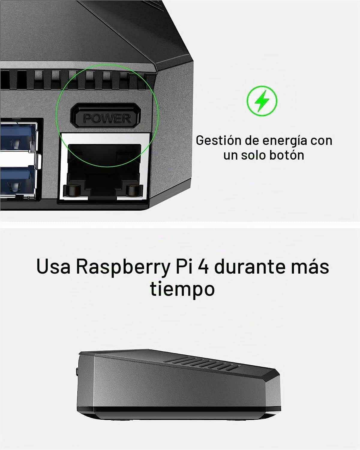 GeeekPi - Carcasa para Argon One Raspberry Pi 4, de aluminio, con ventilador, disipador de calor, botón de encendido, compatible con juegos retro, películas y música