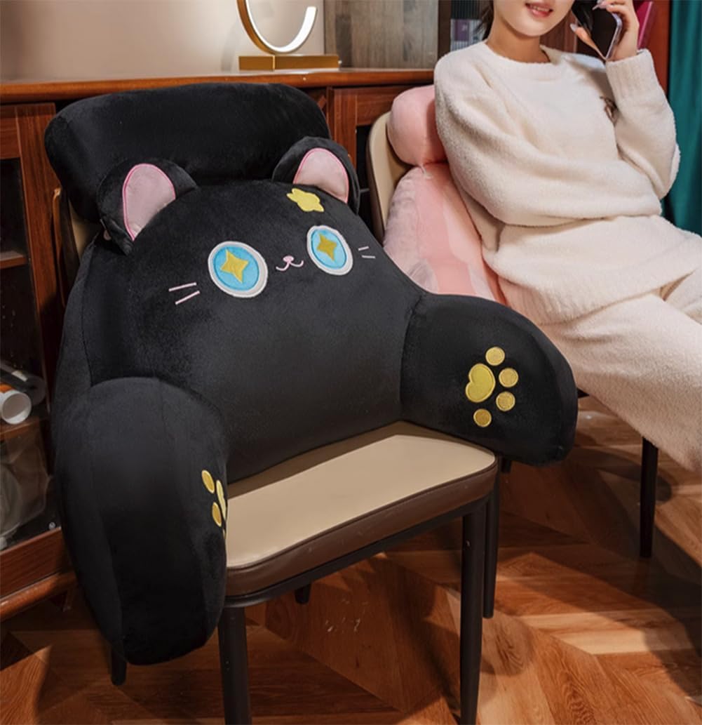 Soft Bed Rest Reading Pillow Cartoon Sofa Lumbar Support Pillow Chair Waist Back Cushion Ergonomic Backrest Pillows (Gray Husky, 65×40cm/25.59"×15.7")