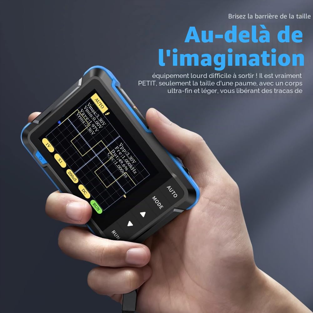 DollaTek DSO152 Mini oscilloscope numérique portable 2,5 MSa/s 200 KHz Bande passante analogique 800 VPP Prend en charge la mise à jour du firmware Sortie PWM