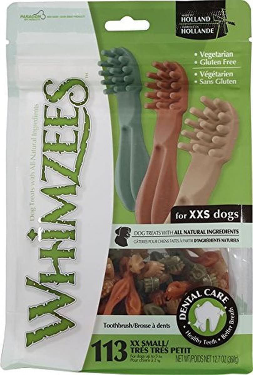 Whimzees Whz300 113 Count Toothbrush Star Value Bag Doggie Dental Chews, Xx-Small 12.7Oz