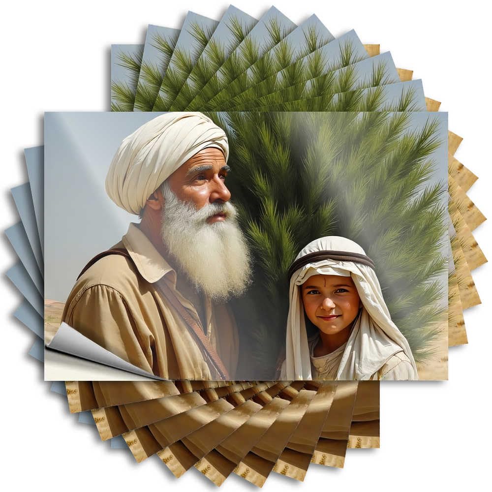 Decal Bedroom Door Decor Vinyl Sticker | Desert Journey: an Elderly Man and Young Boy Share Stories Affirmation for Tiki Use(6X9CM)