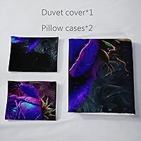 Vista 41 de AILONEN Juego de funda de edredón de rosas rojas tamaño Queen, juego de ropa de cama 3D con rosas rojas aceitadas para niñas, funda de edredón