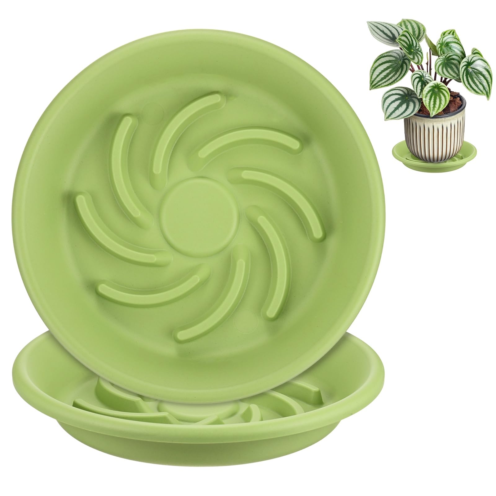 M METERXITY 2-Pack Plant Saucers 7.3 Inch ID Resin for Indoor/Outdoor โ image 1
