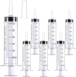 12 Pack 60ml Plastic Syringe, Liquid Measuring Syringes without Needle for Scientific Labs, Pipettes, Irrigation, Feeding Pets Animals, jello shot, Individually Sealed Packaging