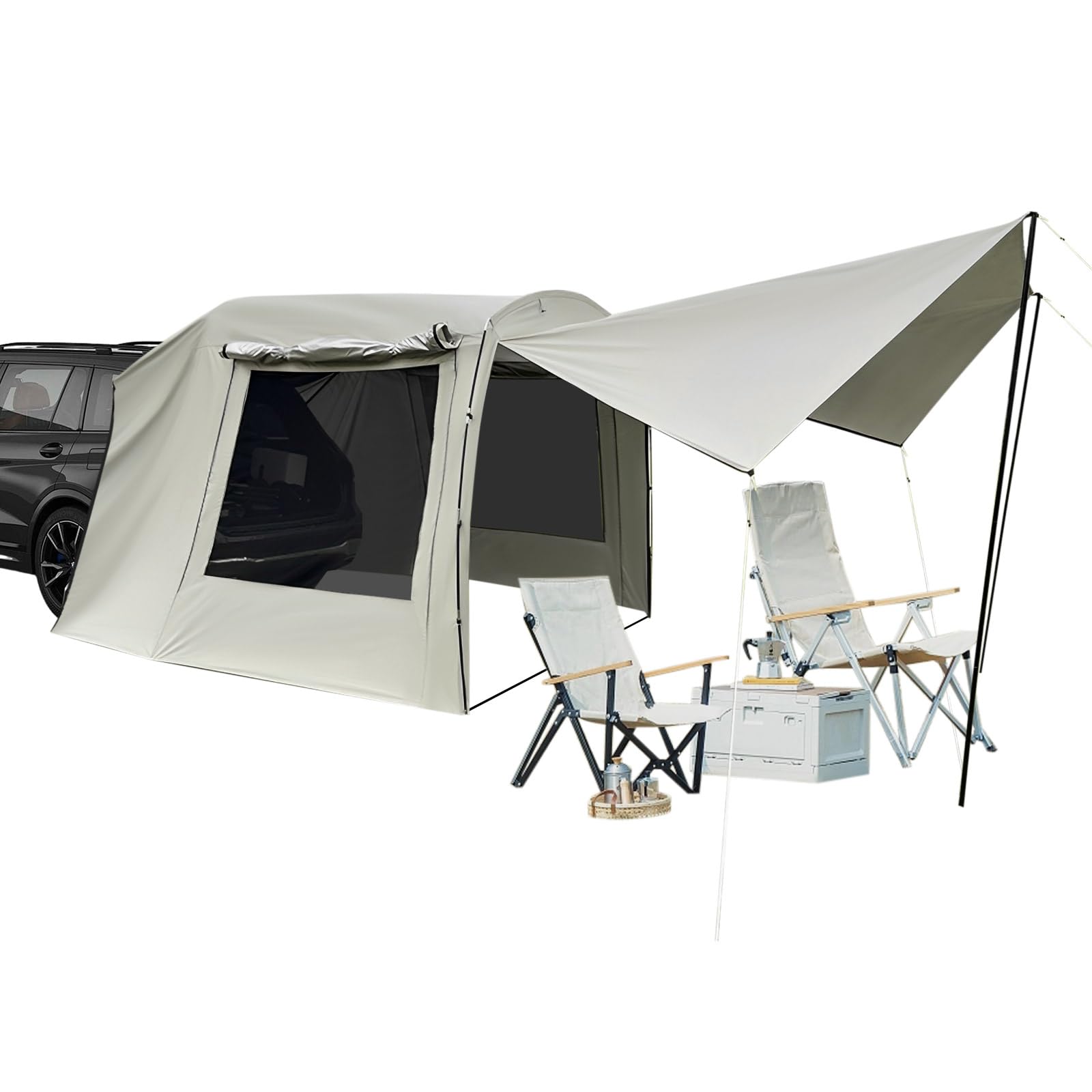 Versatile Car Tent SUV Tent 4-6 Persons Family Camping Tent for Vehicle,285x240x195cm,SUV Tailgate Attachement Waterproof Rainfly Screen Room,with Porch Extension Tailgate Awning and Storage Bags