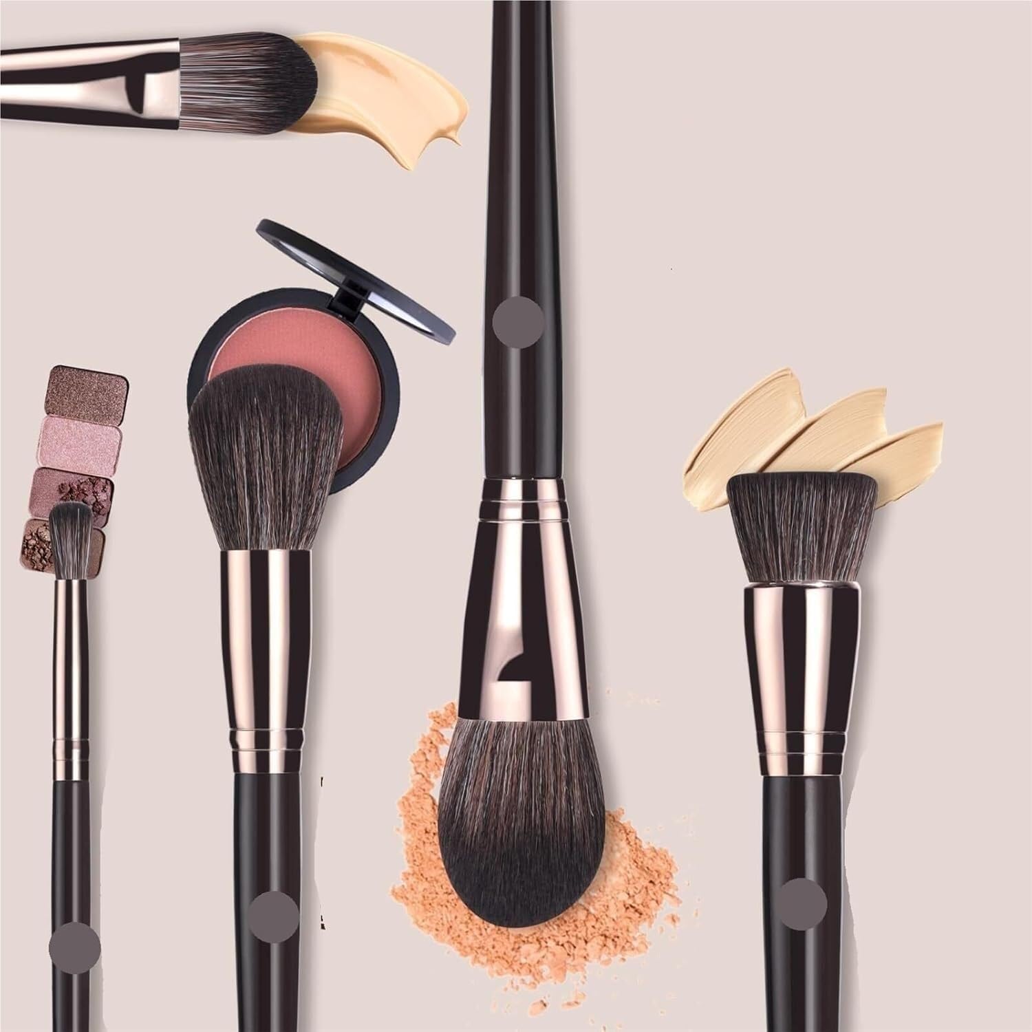 Pennello da trucco, Set Di Pennelli for Trucco Pennelli Professionali Con Custodia In Pelle PU Strumento Di Qualità
