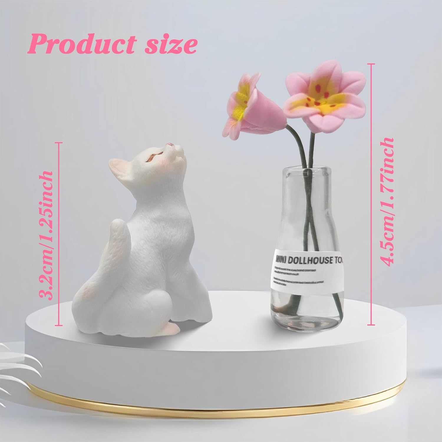 OYIXIO Cute Cat and Pink Lily Vase Car Decoration, Fun Car Interior Decoration Accessory for Car Rearview Mirrors and Dashboard, Suitable for Women's Kawaii Car Gifts.