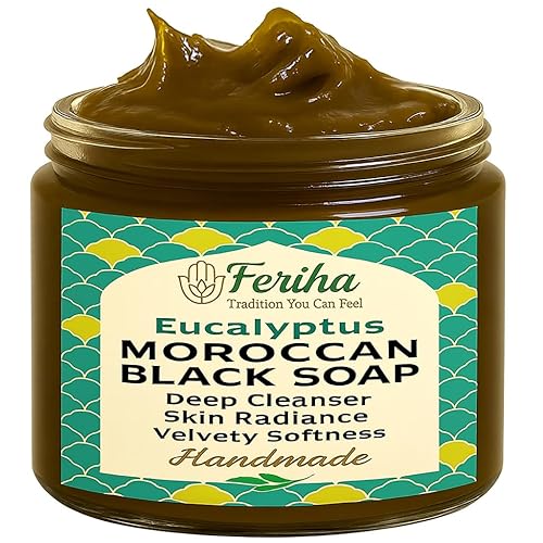 Miniatura 1 de FERIHA Jabón negro de eucalipto marroquí, 100% natural, jabón artesanal Beldi