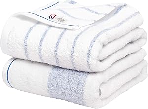 ブルーム 今治タオル 認定 ナチュラルボーダー バスタオル 2枚セット 日本製 (ブルーボーダー)