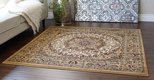 Miniatura 7 de Bellagio Alfombra tradicional 401 (7 pies 3 pulgadas x 7 pies 3 pulgadas) cuadrada, marfil