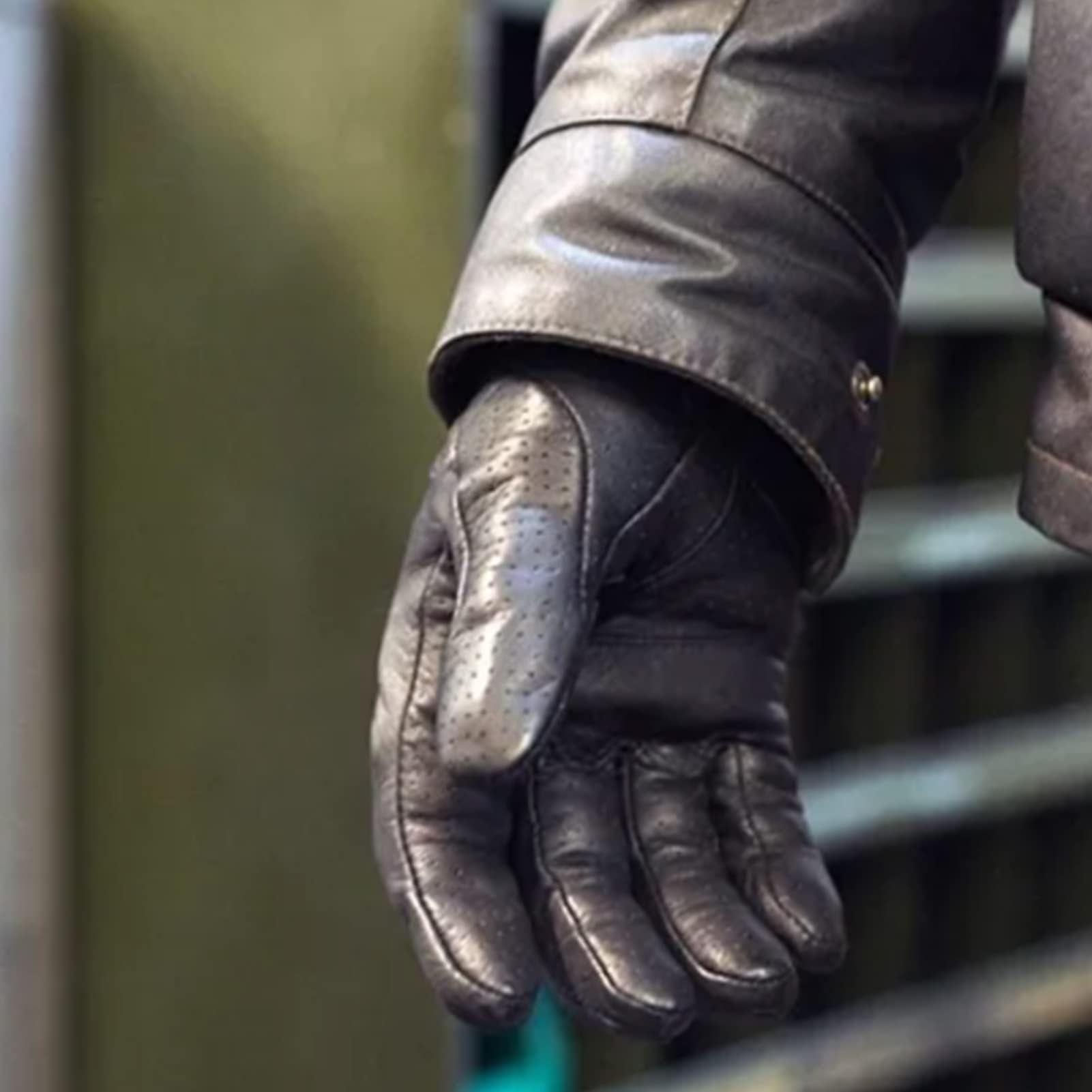 W Pełni Skórzane Rękawiczki Motocyklowe, Przeciw Poślizgu Oddychające i Wygodne Rękawiczki dla Mężczyzn i Kobiet (czarny)