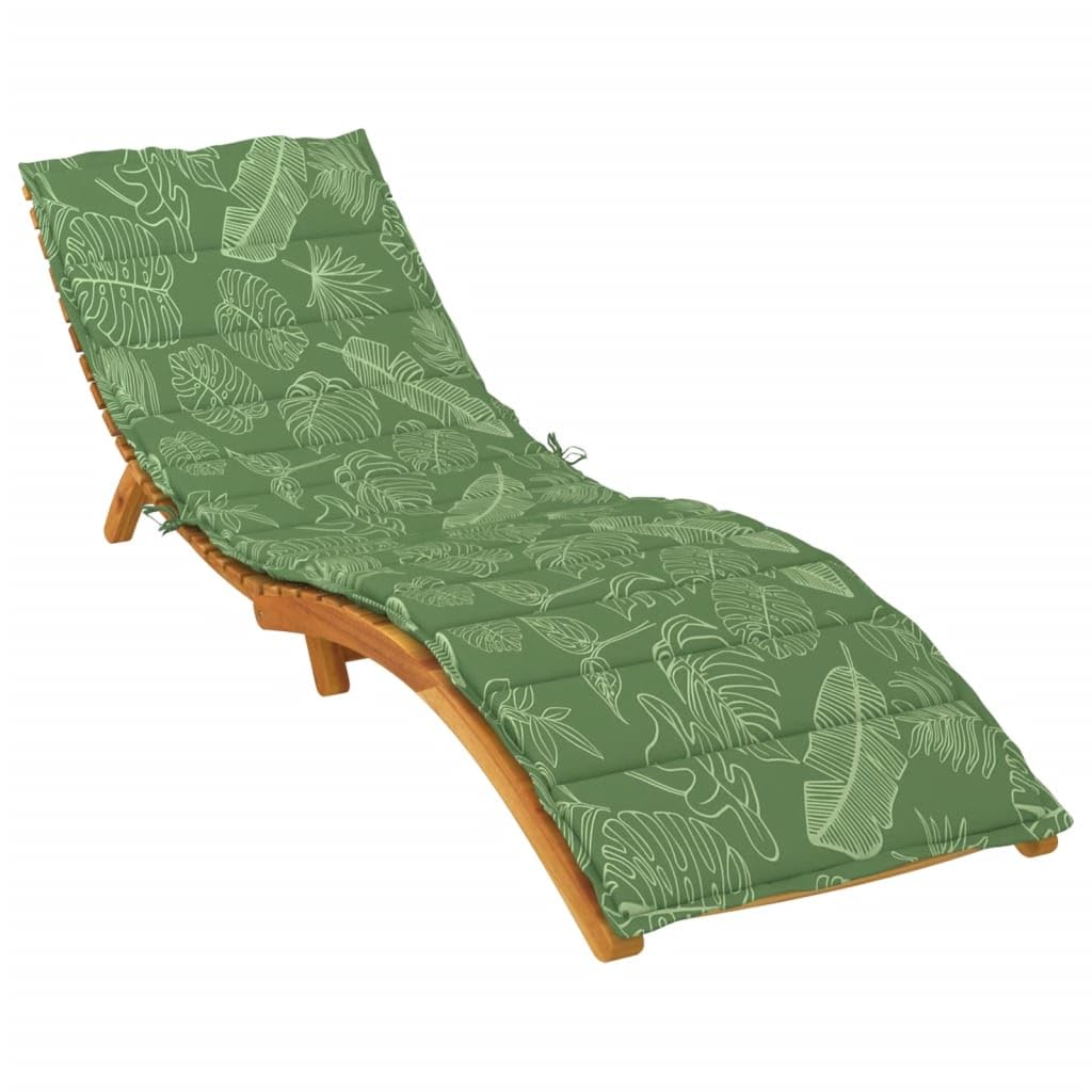 Cuscino per lettino prendisole, motivo foglie, Oxford, 200 x 50 x 4 cm