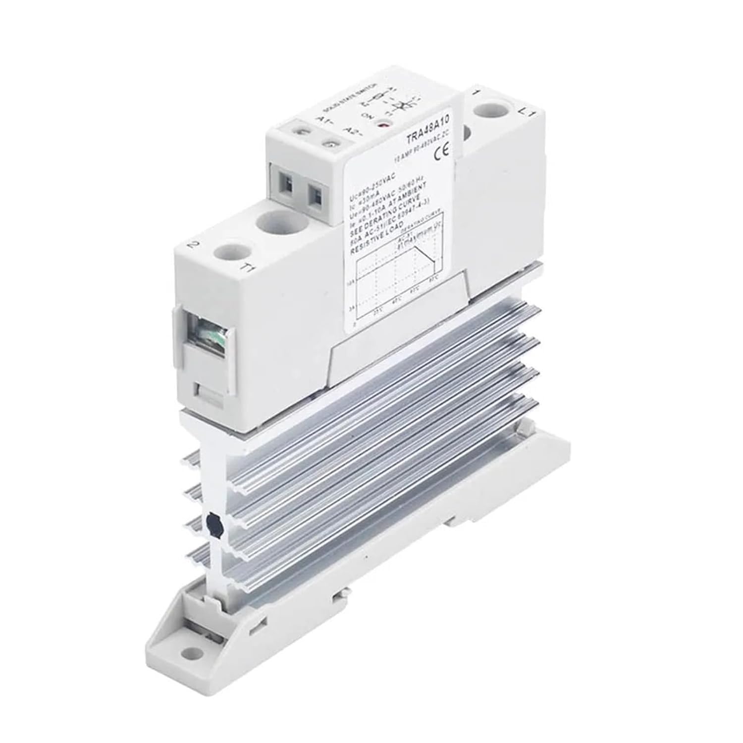 1pc TRA48A10L 10A Heat Sink Solid State Relay AC AC 90-250VAC in Out 90-480VAC Voltage Control Relay Board& Module Din Rail
