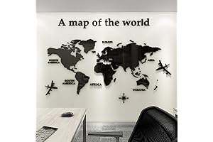 3D World Map Wall Decals - Transform Your Walls into a Globe-Trotting Masterpiece