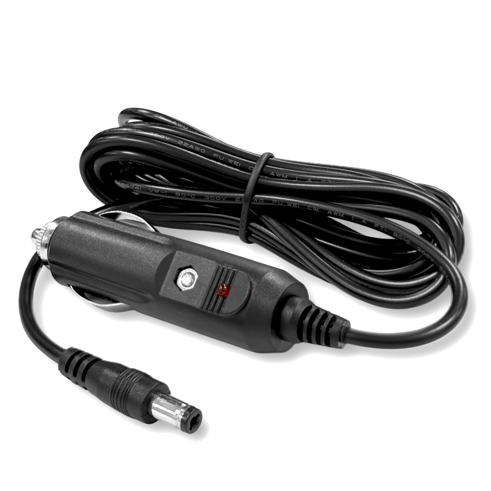 JLY Car Charger Auto Power Supply Cable 3M,DC 5.5mm x 2.5mm to Car Adapter Replacement for Autel Scanner, Camera, CCTV Refrigerator Power Supply Adapter Cord Cable with Additional Fuse 3 Individual