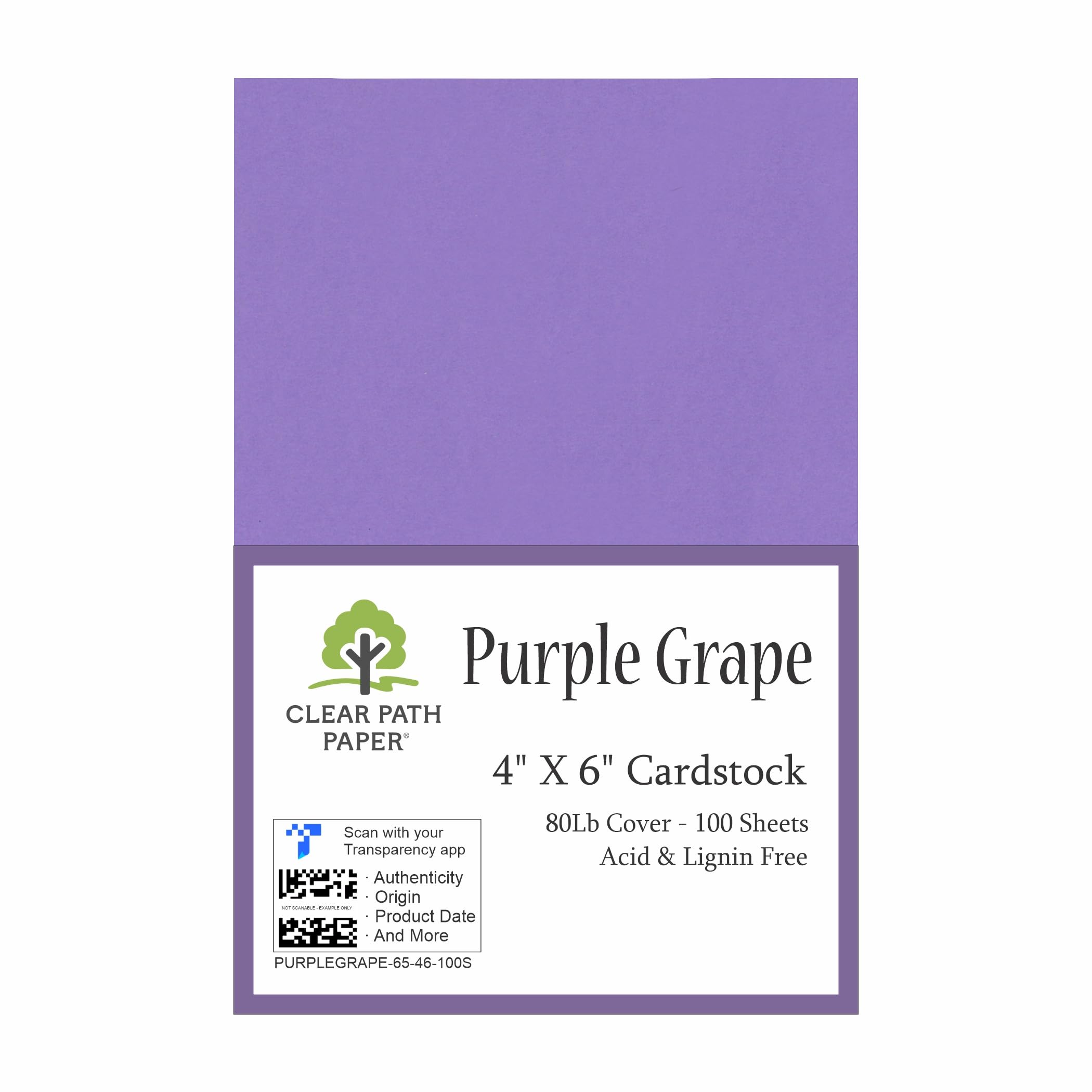 Purple Grape Cardstock - 4 x 6 inch - 65Lb Cover - 100 Sheets - Clear Path Paper