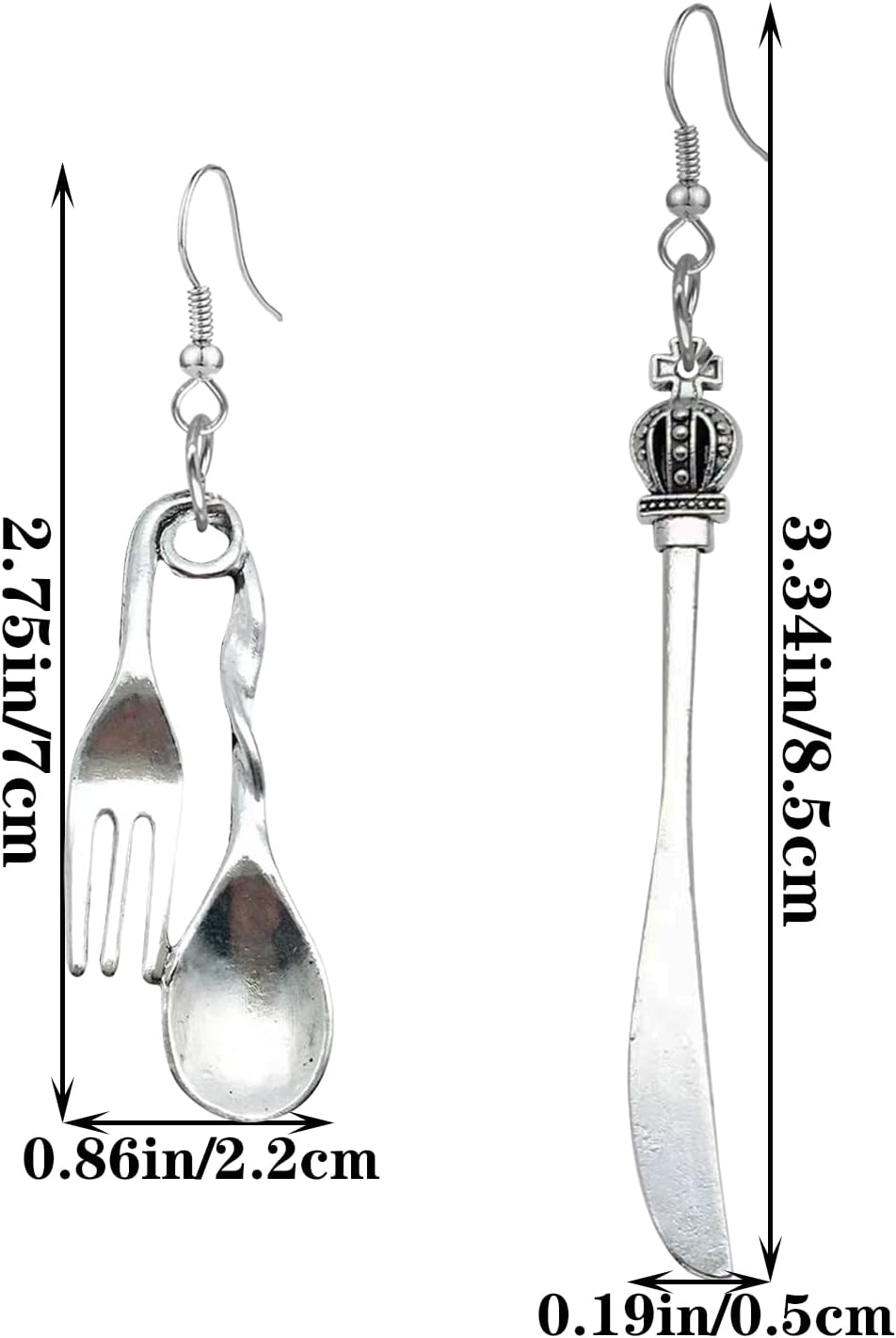 Punk Gothic Earrings for Women Chef Gift Fork Earrings Creativity Tableware Spoon Fork Asymmetry Dangle Earrings Baker's Gift - Image 2