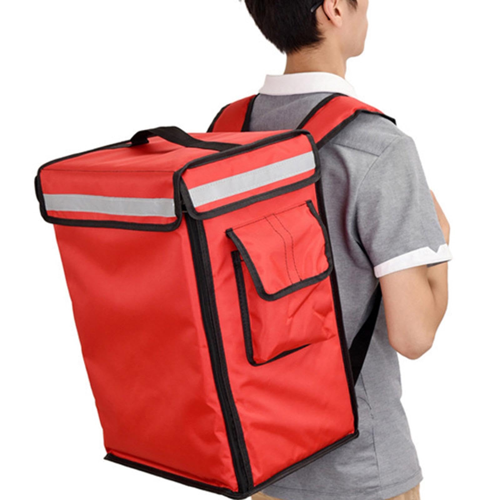 Mochila Isotérmica Expandible para El Reparto de Comidas Frías Y Calientes, con Portavasos Y Tela Oxford, Ideal para Servicios de Catering, Rojo, Individual