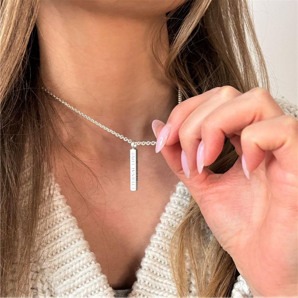 Namenskette gold Silberkette 925 Silber mit Gravur Namensgravur Gravurschmuck Namensschmuck Koordinaten Barren Anhänger Ankerkette | HANDMADE IN GERMANY