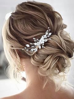 Unicra Bride Silver Wedding Hair Comb Flower Bridal Side Comb Sparkly Cr...
