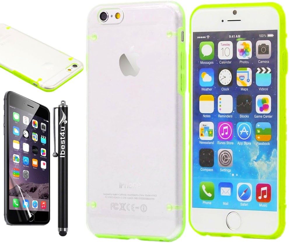 iPhone 6 Case - iBset4u Ultra Thin Luminous and Transparent Glow in the Dark Cover Case for Apple iPhone 6 4.7 inch Screen (Not fit for iPhone 6 5.5 inch Screen) with a Free Stylus Pen + Screen Protector - Transparent Glow Green