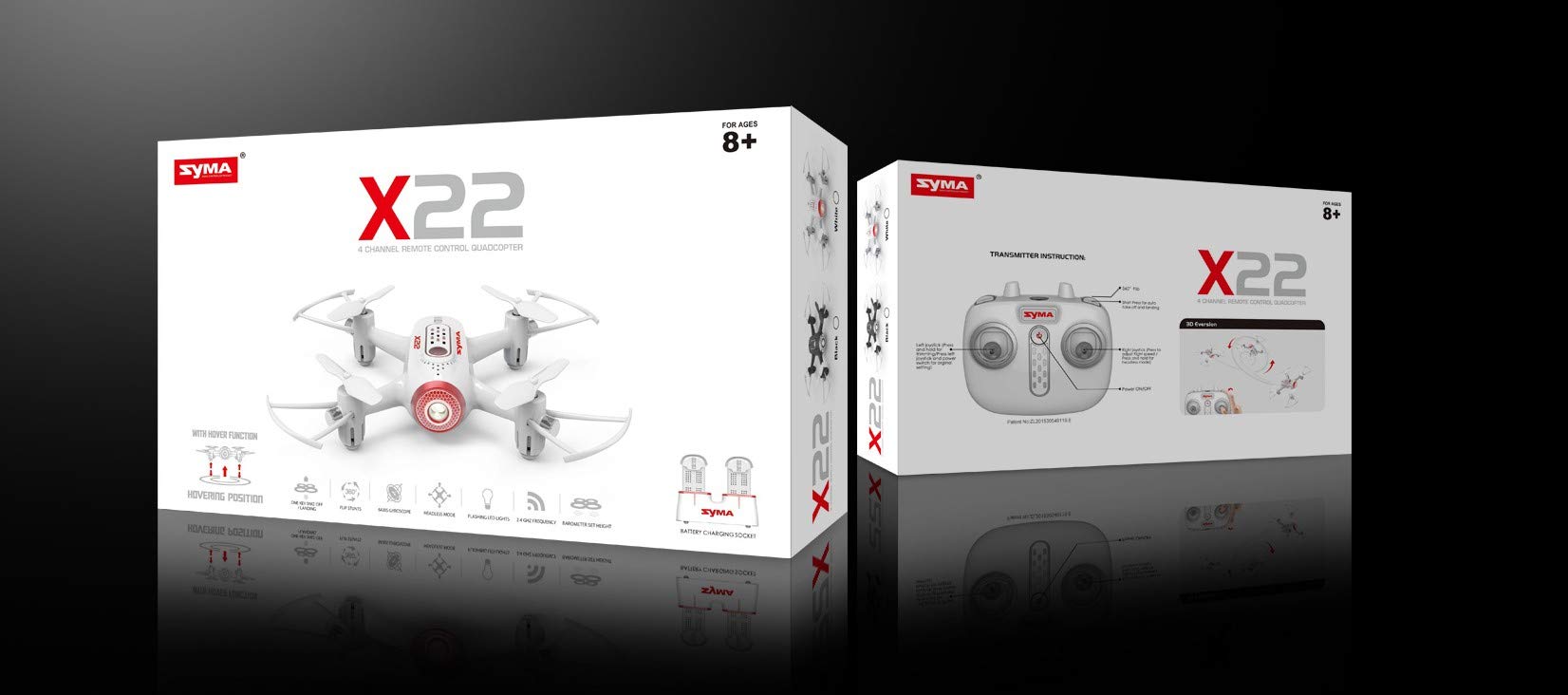 PROMOHOBBY Drone SYMA X22: 2.4GHz 4CH, 6-Ejes, Despegue Automático, Rotación 360°, Modo Headless Y Luces LED
