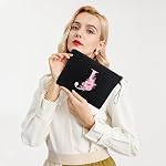 Vavabox A-Z Sac de maquillage personnalisé, Cadeaux d'anniversaire pour les femmes, Cadeau pour meilleur ami, Sac cosmétique pour mariée de mariée (J, Noir)