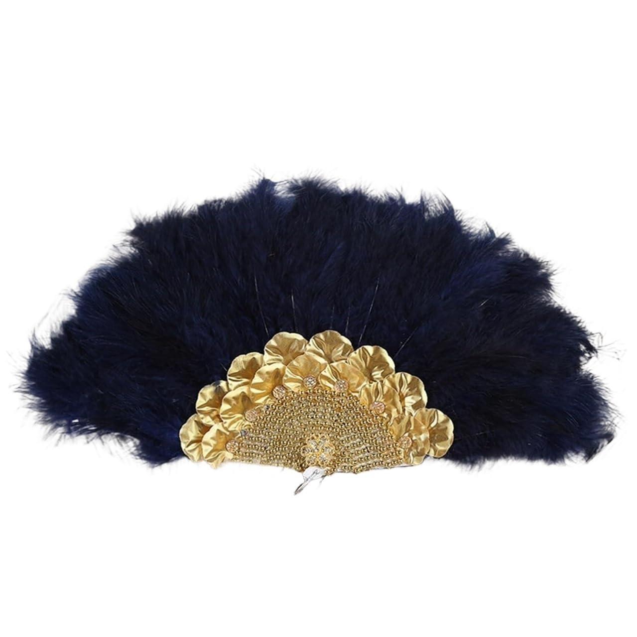 Éventail de danse en plumes bleu foncé pour créer des souvenirs de mariage magiques