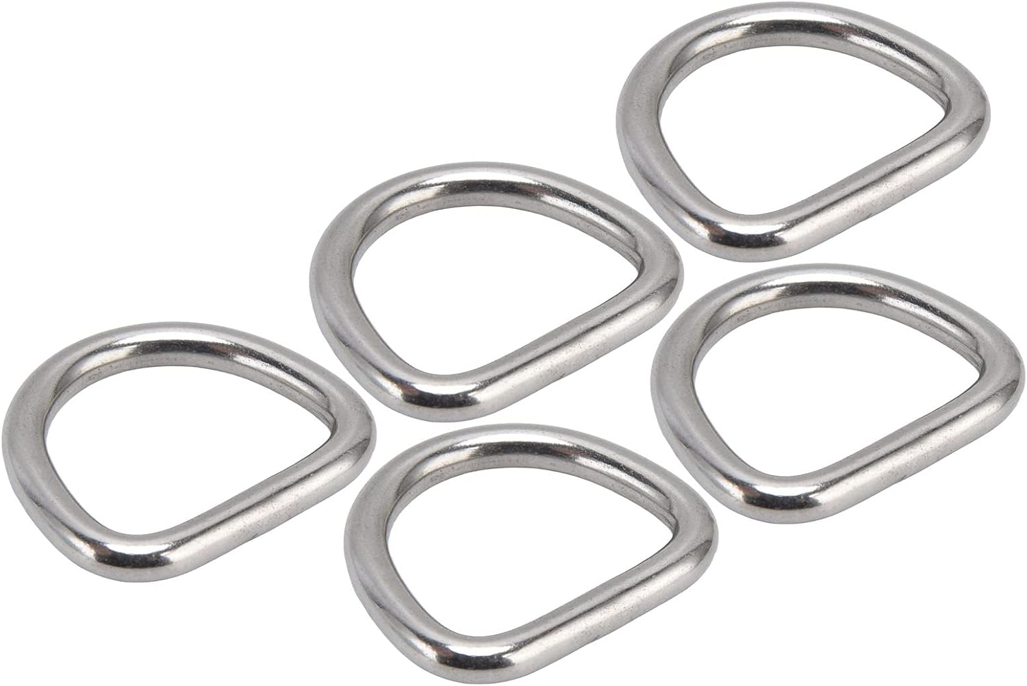 Zerone 5pcs 316 Stainless Steel DRings, MarineGrade Quality with, Ideal for Handbags, Backpacks, Belts, Dog Leashes, and DIY Projects, for Indoor and Outdoor Applications