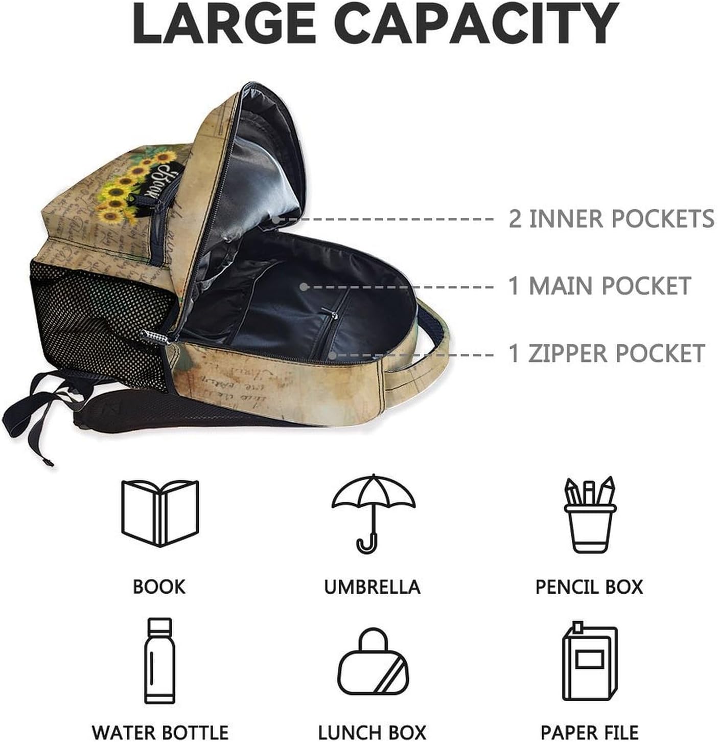 Girls Backpack for Kindergarten - 17 Inches Reading Backpack for School, Travel - Vintage Reading Book Bag for Kids