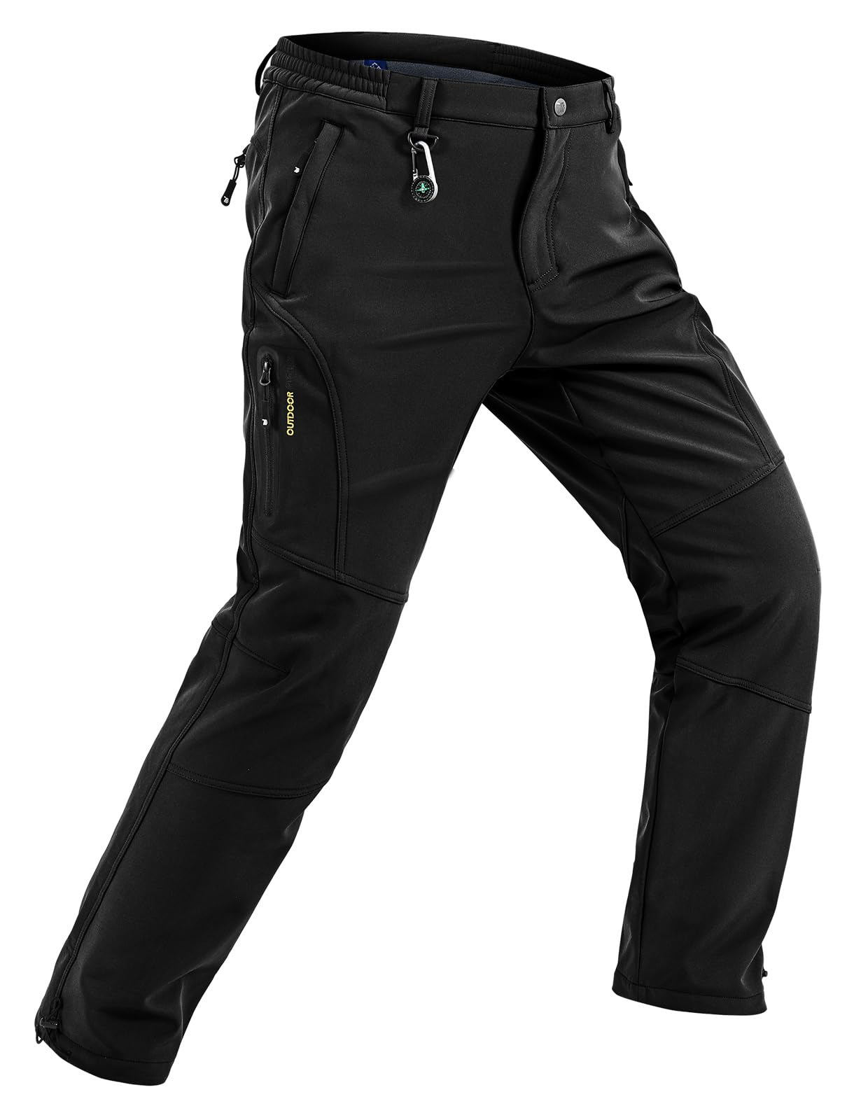 TBMPOY Men's Snow Pants Fleece Lined Hiking Winter Waterproof Softshell Ski Outdoor Insulated Climbing Pants Zipper Pockets