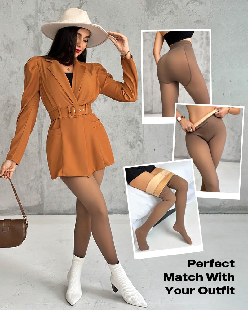 CHICME Paquete de 2 leggings mágicos con forro polar 2025, medias térmicas de cintura alta