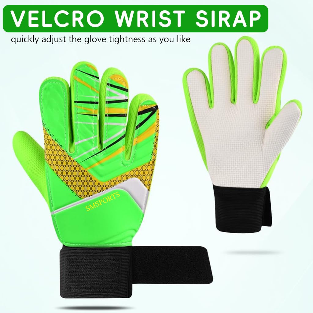 PROBEROS Football Goalkeeper Gloves, Latex Palm, Wrist Strap, Green Size 7 2