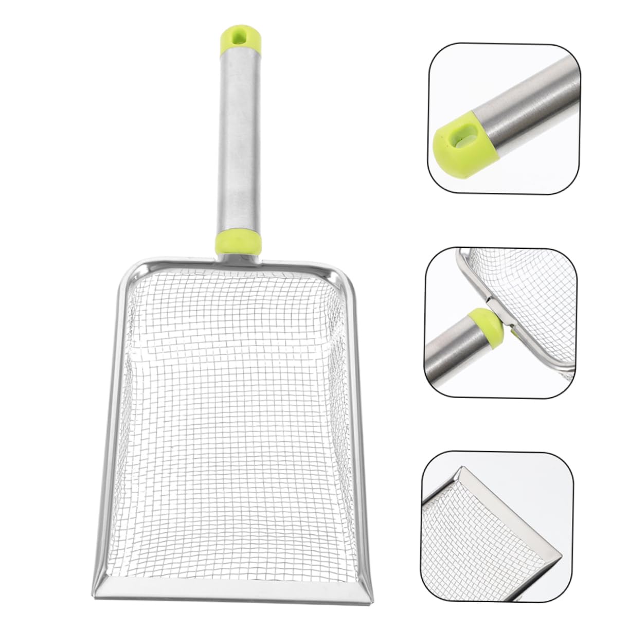 COLLBATH 5pezzi Rastrellino per Lettiera per Gatti Acciaio Inossidabile con Manico Ergonomico e Filtro Maglia Fine per Pulizia Veloce e Facile della Lettiera Accessorio per Amici Zampe