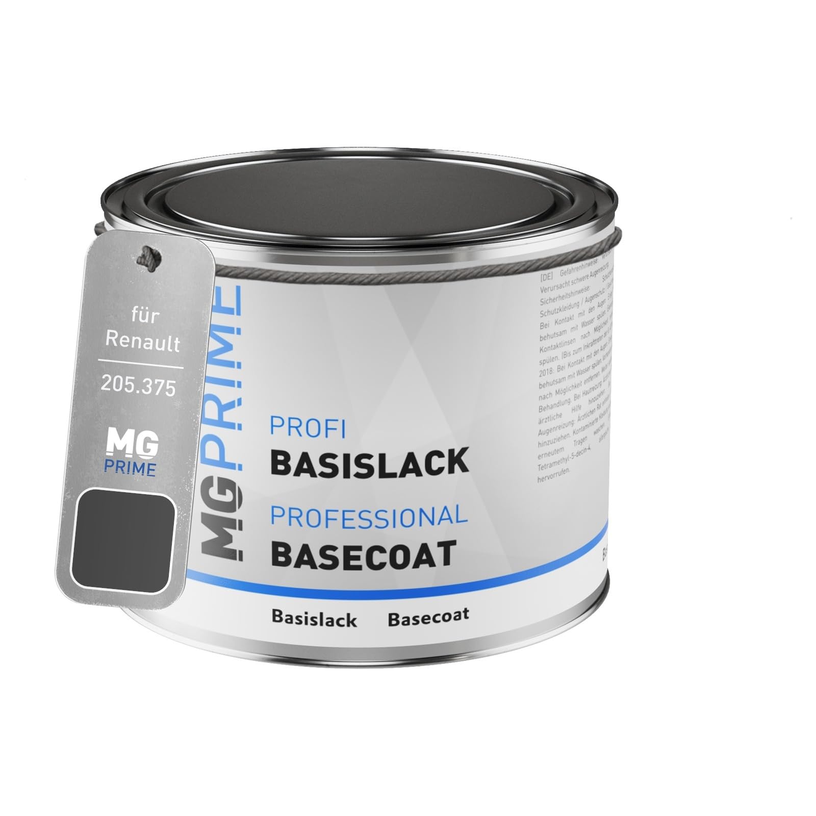 MG PRIME Vernice per auto Barattolo pronto all’uso per Renault 205.375 Noir Titane Mat Vernice di base 0,5 litri 500ml