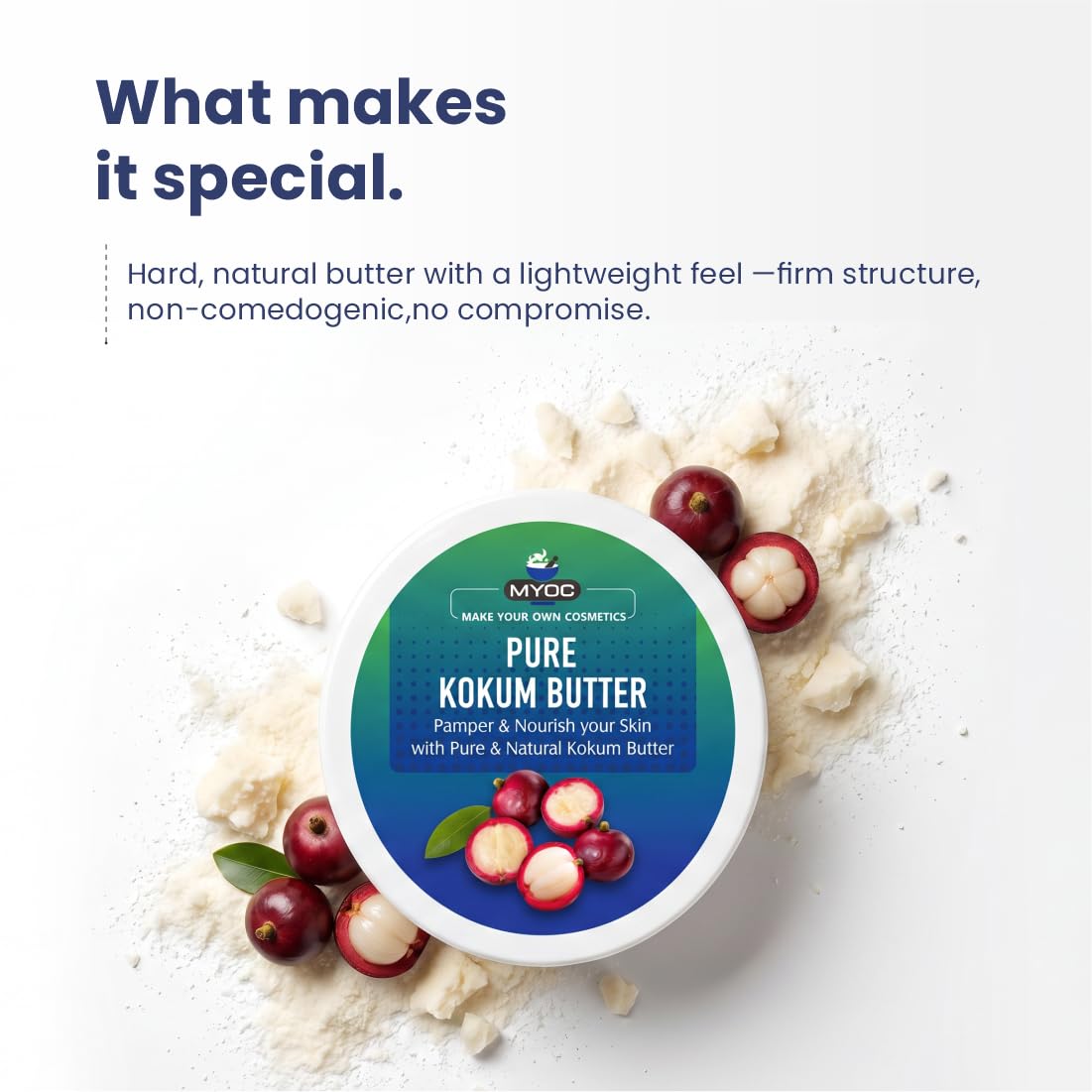 MYOC Kokum Butter for DIY skincare - 500 g — cosmetic grade natural body butter for lotion, lip balm, hair care and solid skin care formulations 1