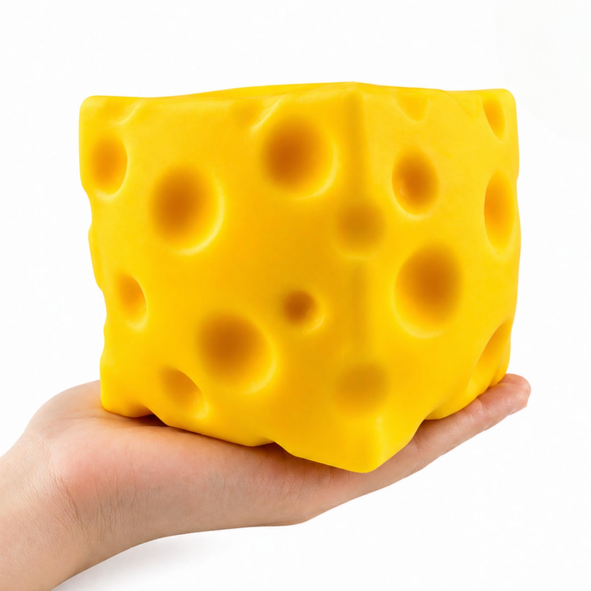 Plimto Giant Cheese Squishy Toy, 10cm Jumbo Slow Rebound Stress Ball, 400g TPR Outer Layer with EVA Foam Filling, Soft Sensory Fidget Toy for Kids, Teens & Adults, Novelty Desk Decor and Gift — image 1