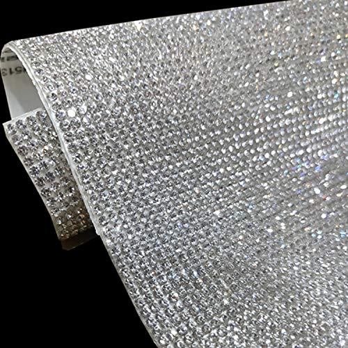 12000 Pieces Bling Bling Sparkly Crystal Rhinestones Sticker DIY Car Decoration Sticker Self-Adhesive Glitter Gems for Car DIY Craft Gift Decoration, 9.4 x 7.9 Inch (Silver)